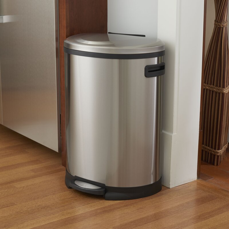 Household Essentials Stainless Steel 13 Gallon Step On Trash Can Stainless Steel 13 Gallon Step On Trash Can